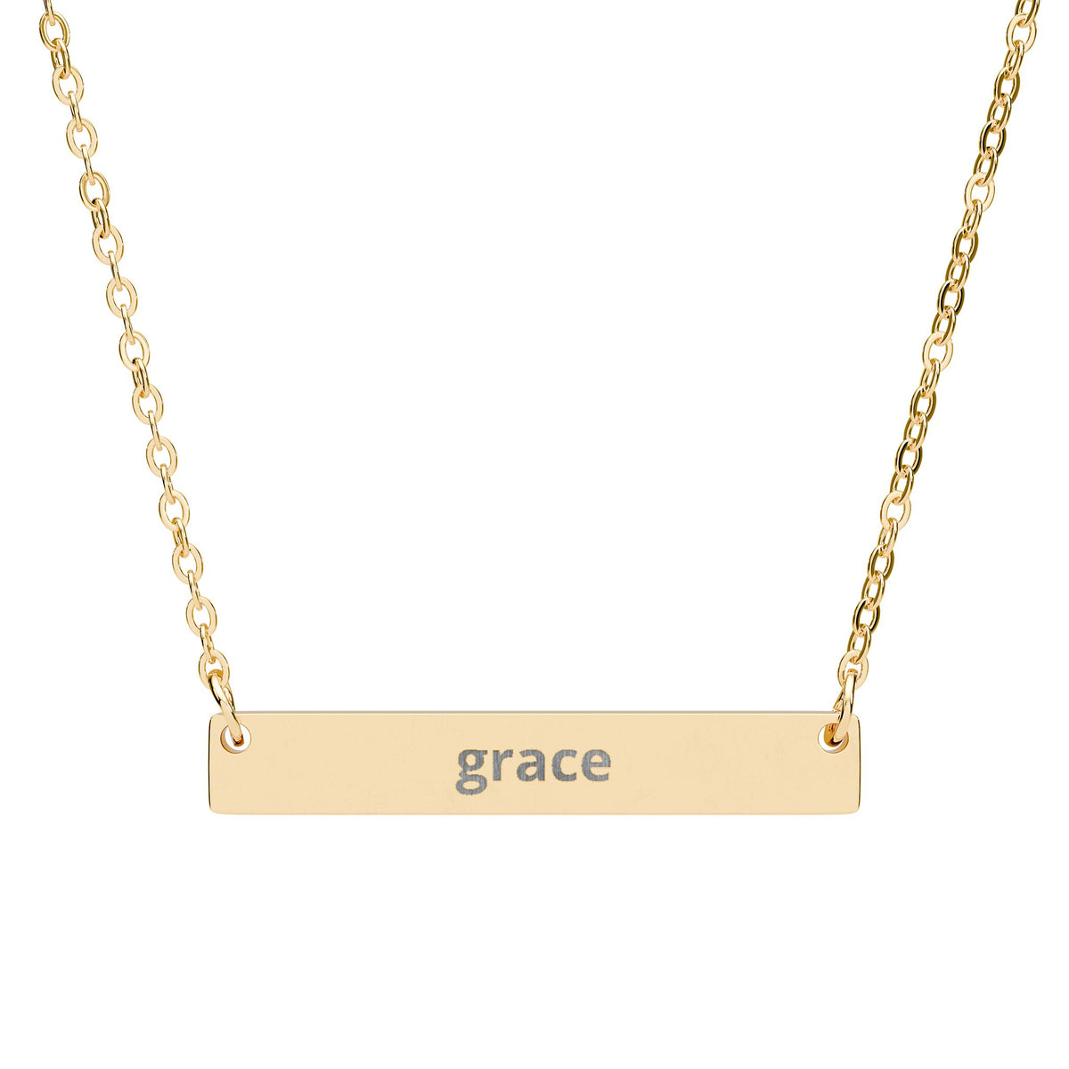 The Signature Pendant Necklace in 18K gold PVD - engraved bar pendant on a fine chain