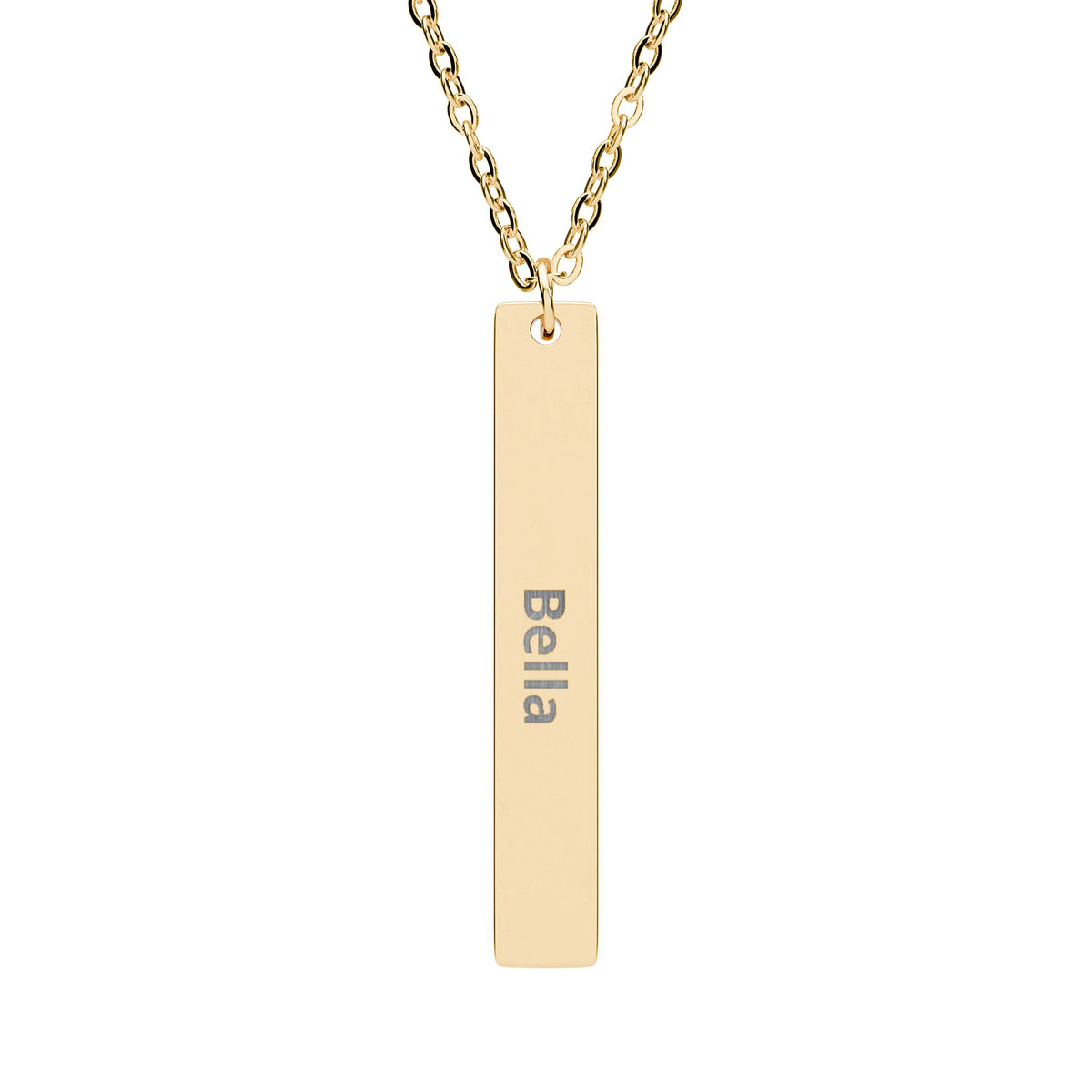 The Personalized Name Necklace in 18K gold PVD - engraved vertical bar pendant