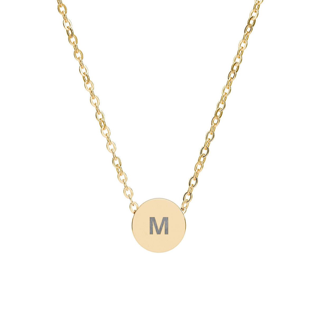 The Mini Coin Necklace in 18K gold PVD - engraved mini disc pendant