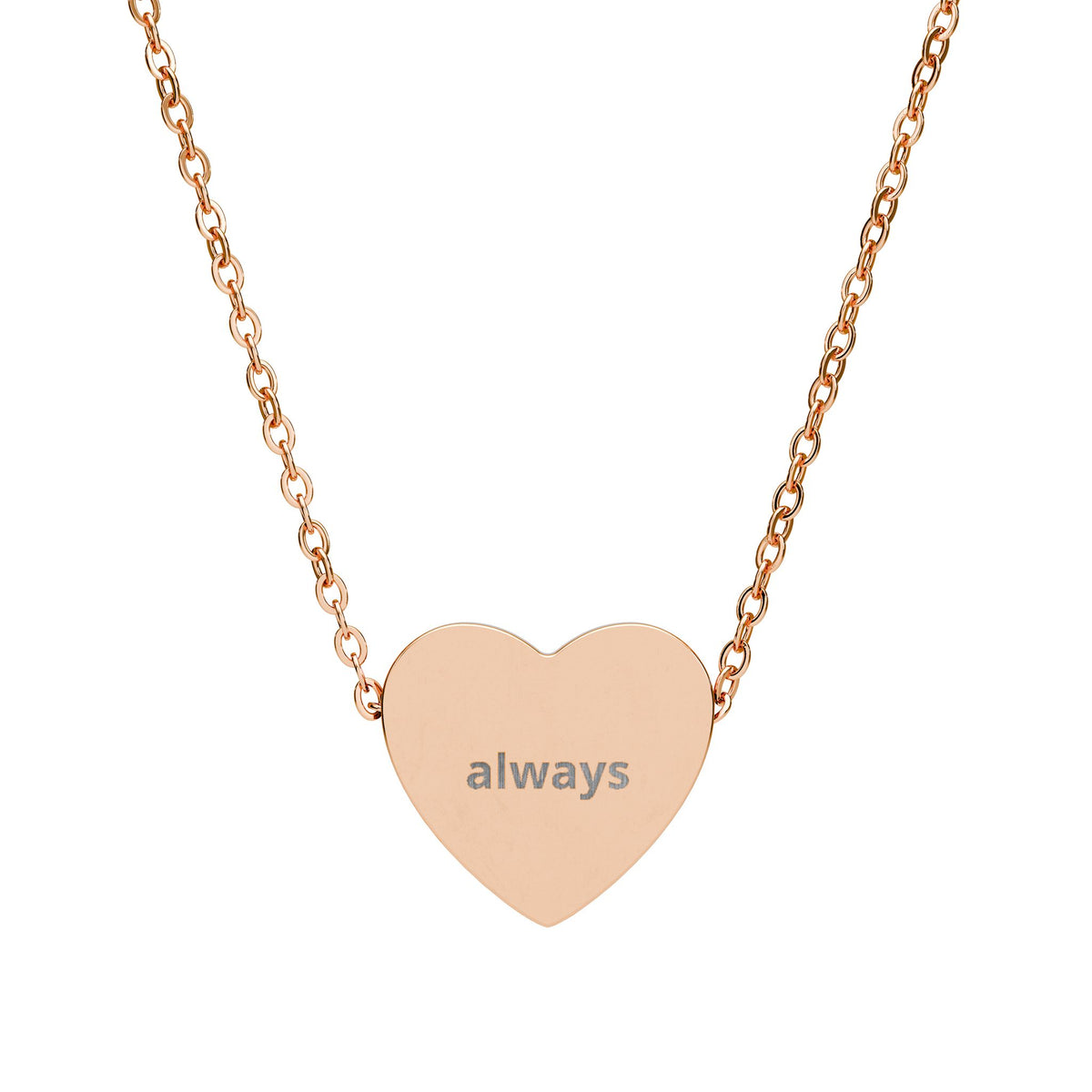 The Heart Pendant Necklace in 18K rose gold PVD - engraved heart pendant