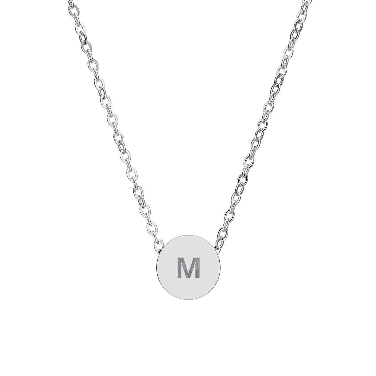 The Mini Coin Necklace in stainless steel - engraved mini disc pendant