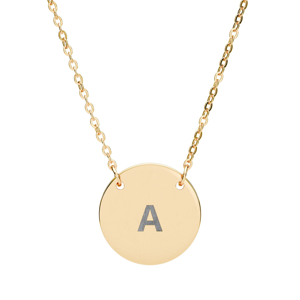 The Initial Coin Necklace in 18K gold PVD - engraved round disc pendant