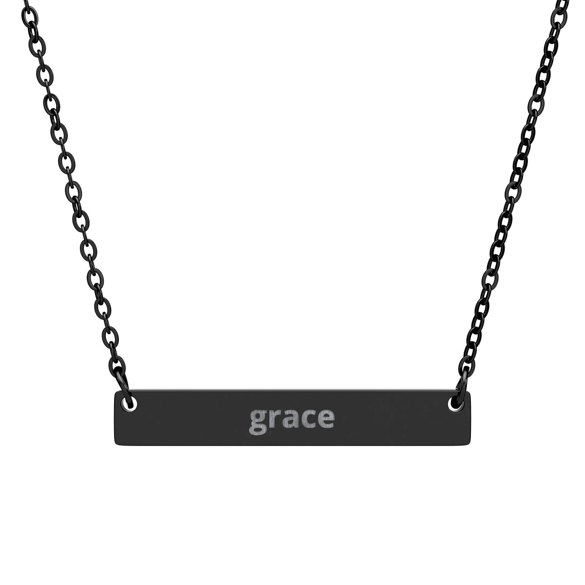 The Signature Pendant Necklace in black PVD - engraved bar pendant on a fine chain