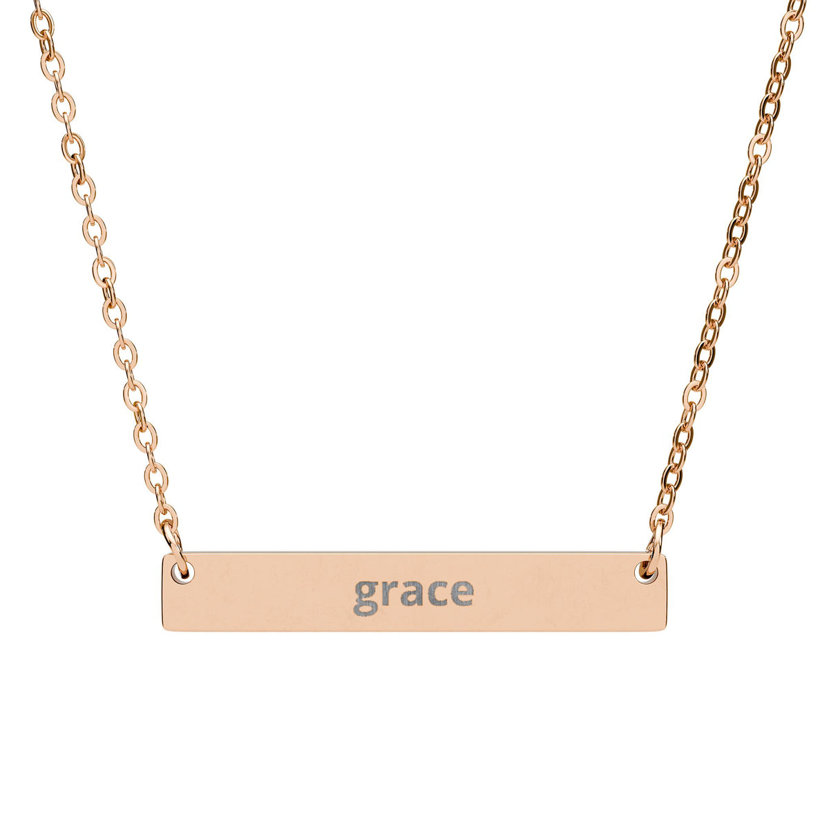 The Signature Pendant Necklace in 18K rose gold PVD - engraved bar pendant on a fine chain